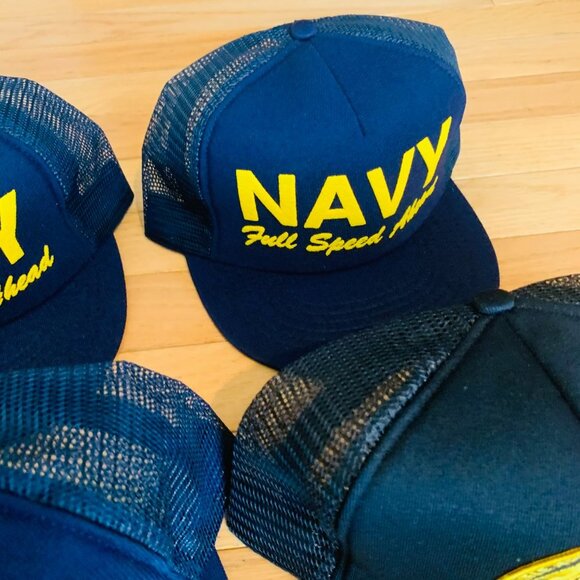 Lot of 3 Trucker NAVY Hats Caps and 1 NRA Hat - Picture 7 of 13